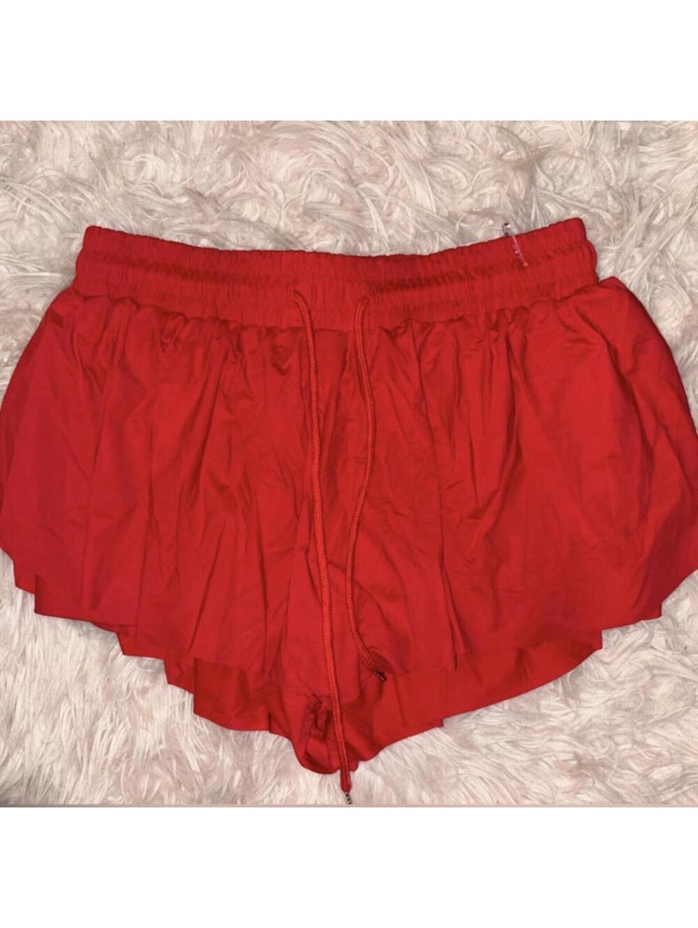 Vibrant Red Flowy Shorts Skort Skirt Small